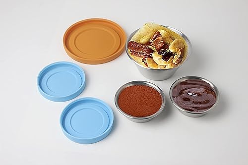 Miniatura 5 de Juego de recipientes de acero inoxidable para aderezo de ensalada, recipientes de condimentos con tapas de silicona a prueba de fugas, contenedores