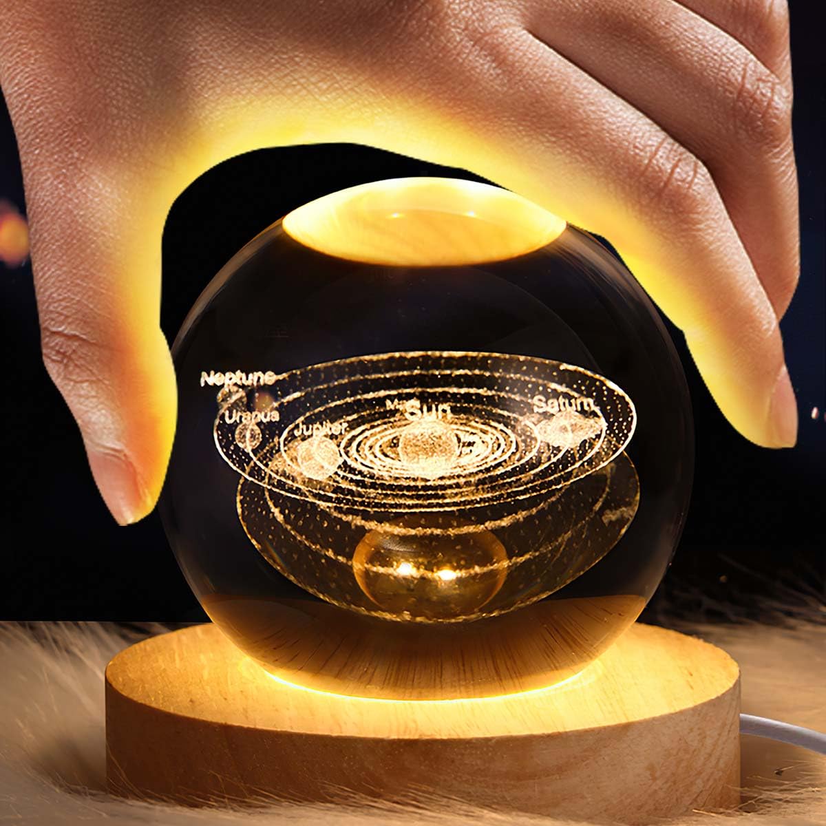 RENDIN Luna 3d Glass Ball,Galaxy/Moon/Saturn Lamp,Decorate The Room, Christmas Gifts for Children 2