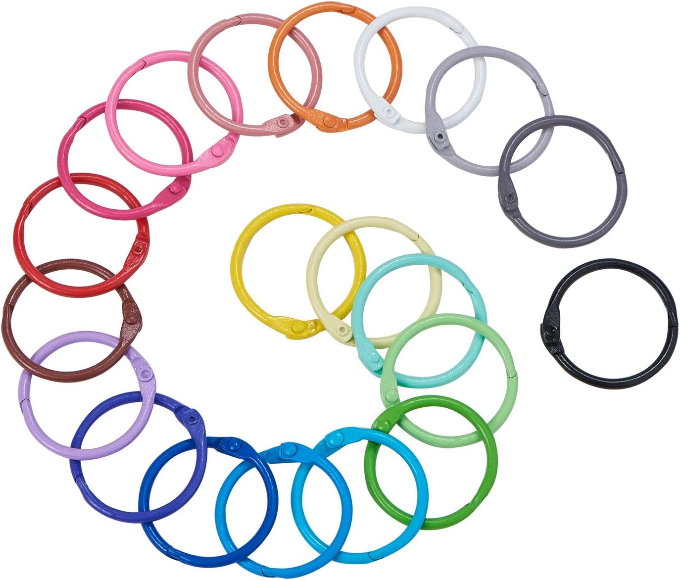 UR URLIFEHALL 20 Pcs 30.5mm Loose Leaf Binder Rings Book Rings Mixed Colors Metal Rings with Storage Box for Office School Home