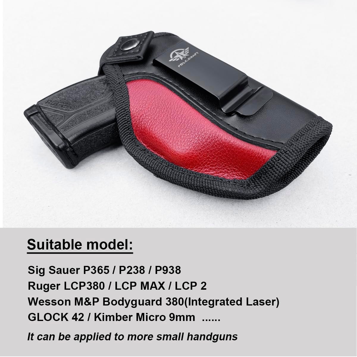 IWB Gun Holsters for Small Pistols: Ruger LCP 380, LCP MAX, LCP II- Sig Sauer P938 P238- Walther PPK 380, Kimber Micro 9 - S&W Bodyguard 380 - Kel-Tec P3AT .380