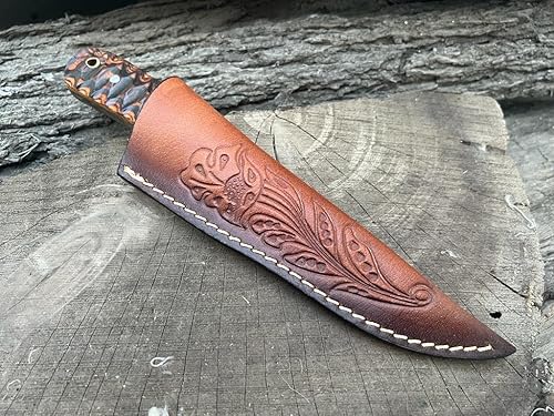 Miniatura 5 de SOGO KNIVES Cuchillo de caza de hoja fija de Damasco con funda, el mejor cuchillo de caza para hombres con mango antideslizante, cuchillo de