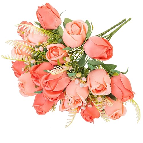 Artificial Rose Flower 20 Heads 2 Bundles Bridal Bouquet Silk