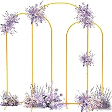 Wedding Arch 7.2 ft 6.6 ft 5.9 ft Pack of 3 Gold Metal Arch Background Stand Gold Balloon Arch with Flower Stand for Wedding Birthday Baby Shower Anniversary and Any Celebration