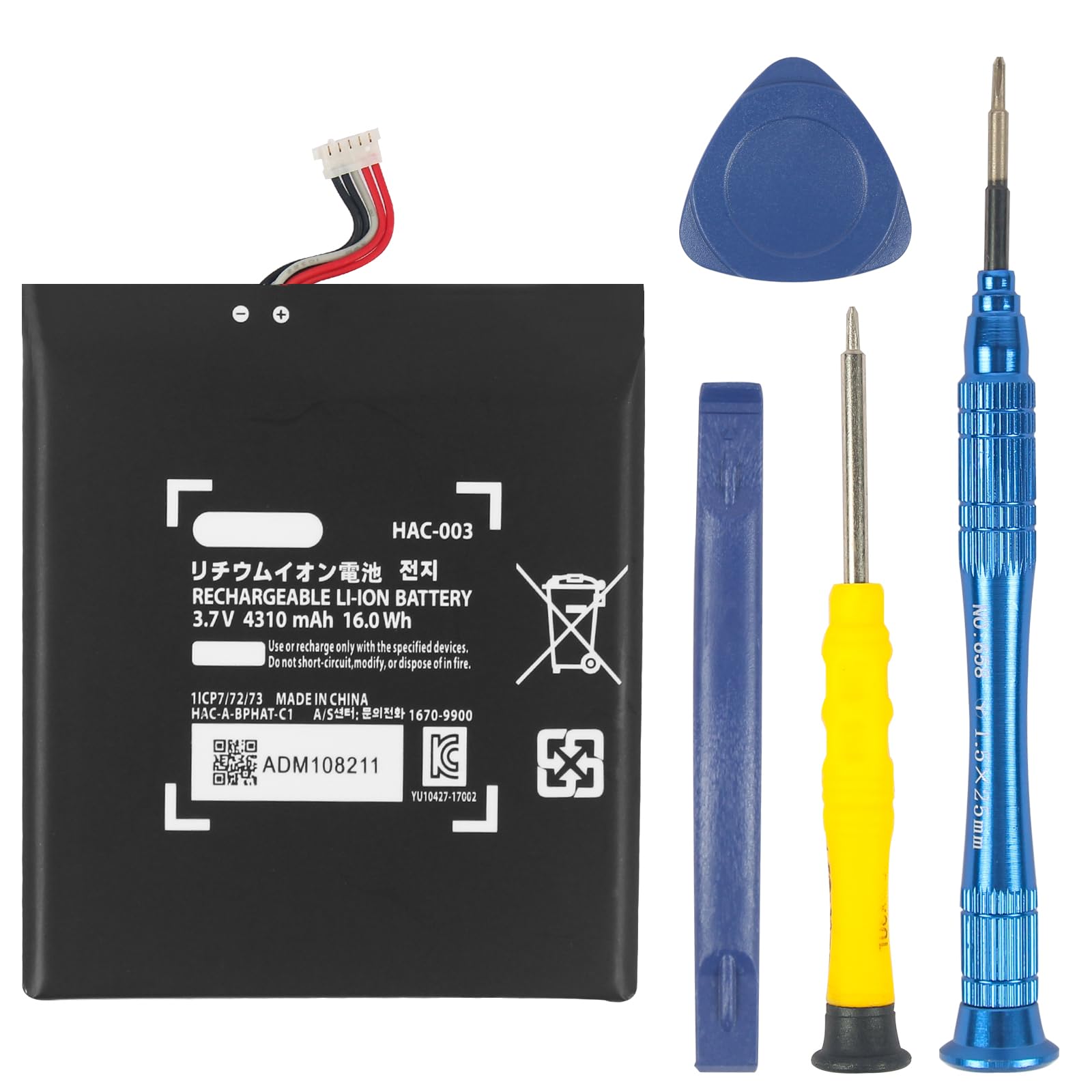 6000 mAh Upgraded HAC-003 Battery for Nintendo Switch Console Handheld HAC-001 Model Game Console Internal Li-Ion Replacement Battery with Repair Tool