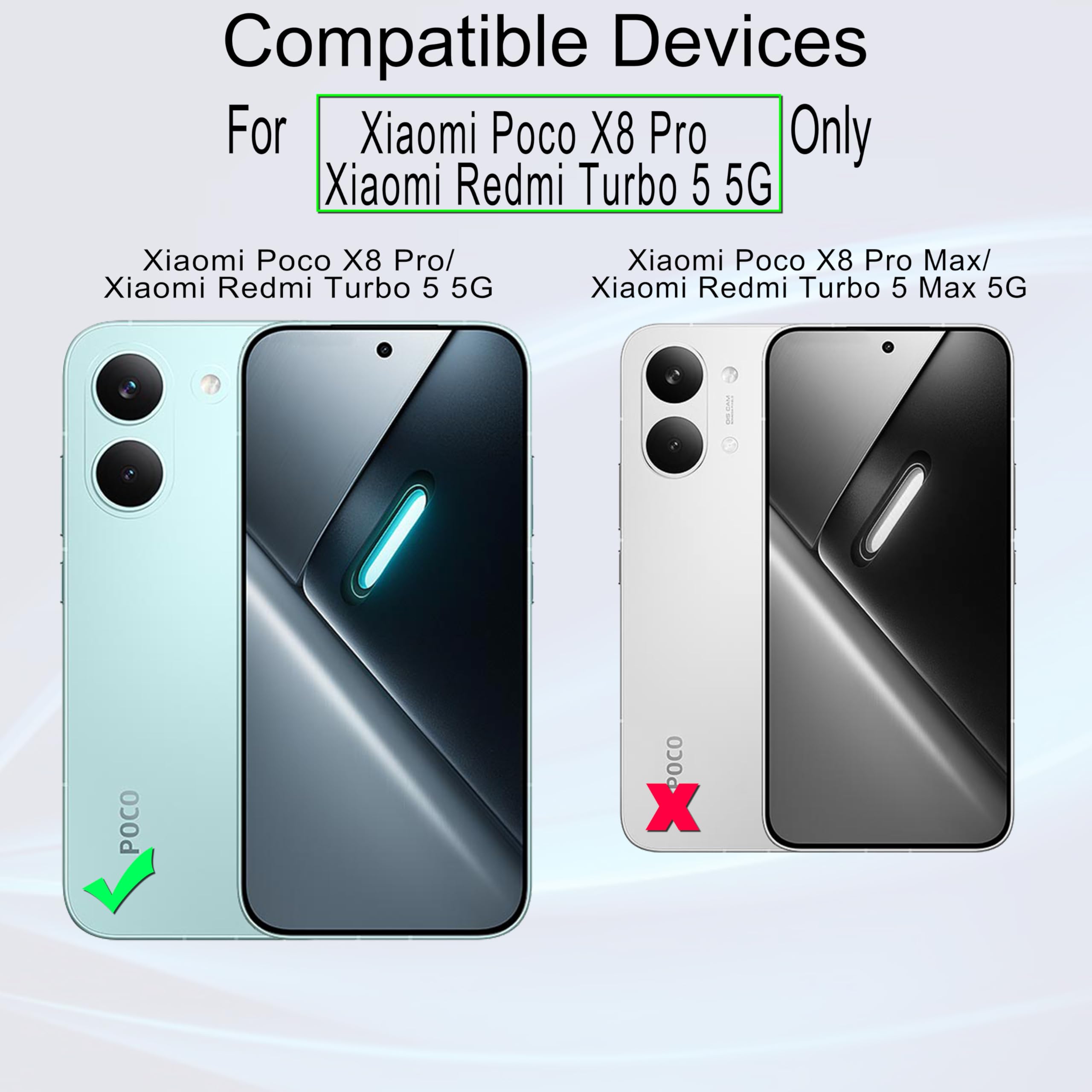 Ibywind Szkło Hartowane do Xiaomi Poco X8 Pro/Xiaomi Redmi Turbo 5 5G,2 Sztuki Twardością 9H Folia Ochronna z osłoną obiektywu aparatu,łatwe narzędzie do instalacji,bez pęcherzyków powietrza