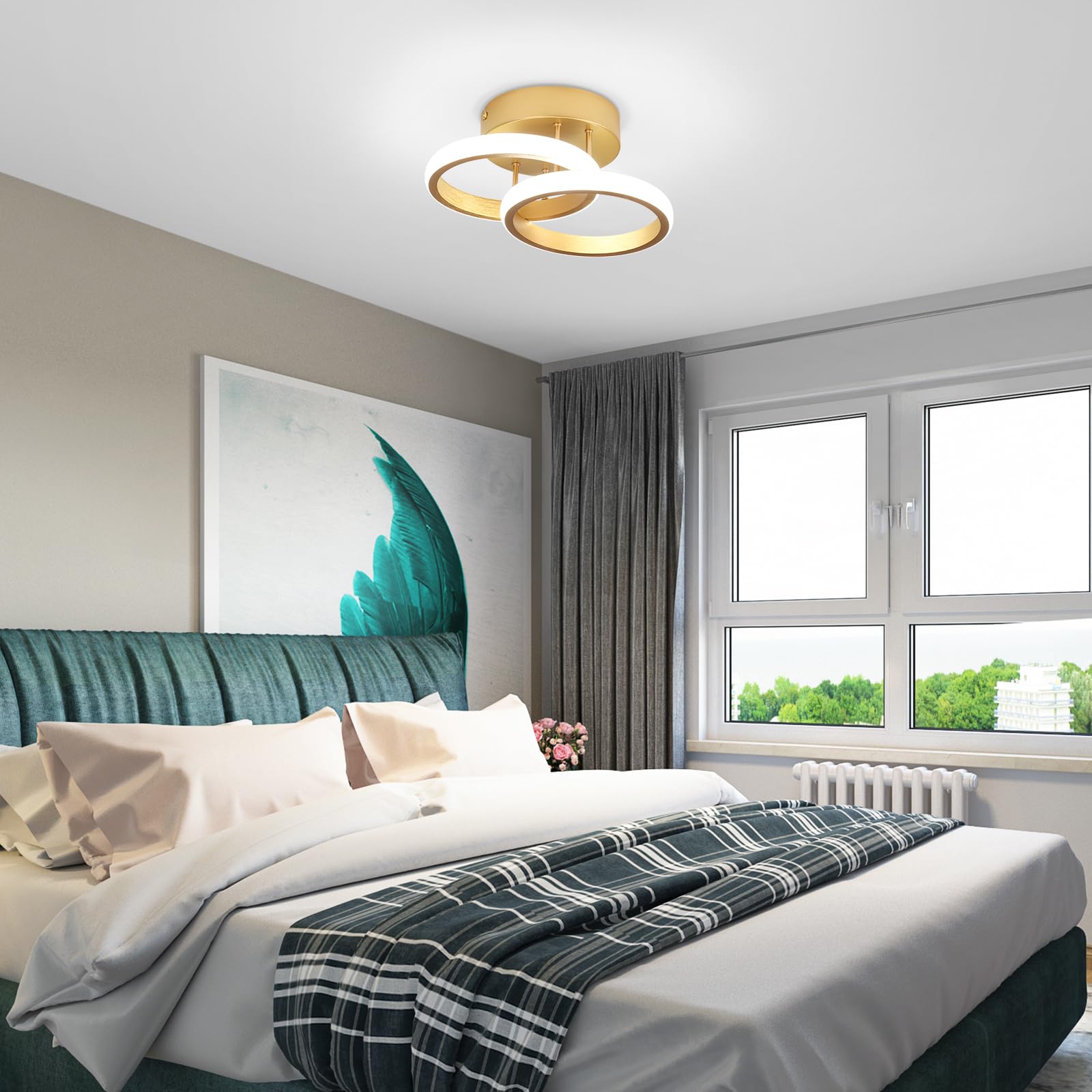 EIDISUNY LED Ceiling Light Modern Ceiling Lamp Silver Round Simple Ceiling Light Fixture LED for Corridor Kitchen Stairs Hallway Study Room Bedroom Living Room - Image 4