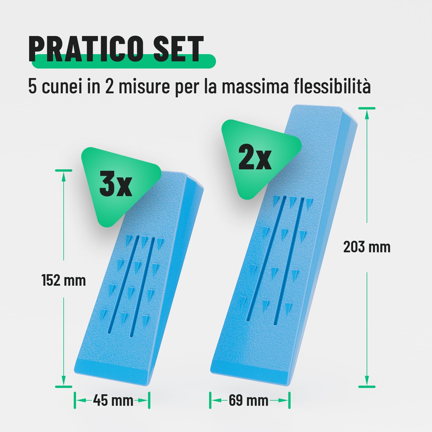greate 5X Cuneo abbattimento Alberi - Antiurto, antigelo & Antiscivolo - 2X 20 cm + 3X 15 cm - Cunei abbattimento - Cunei per Taglio Alberi, Cuneo spaccalegna