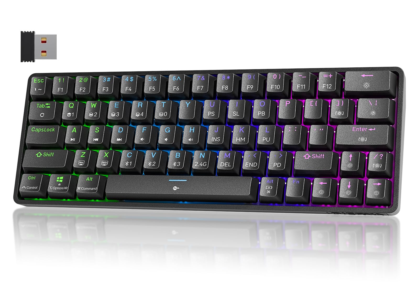 TMKB T63 Gaming Keyboard 60 Wireless Mechanical Keyboard with Bluetooth 2 4G Type-C Compact 63 Keys Anti-Ghosting RGB