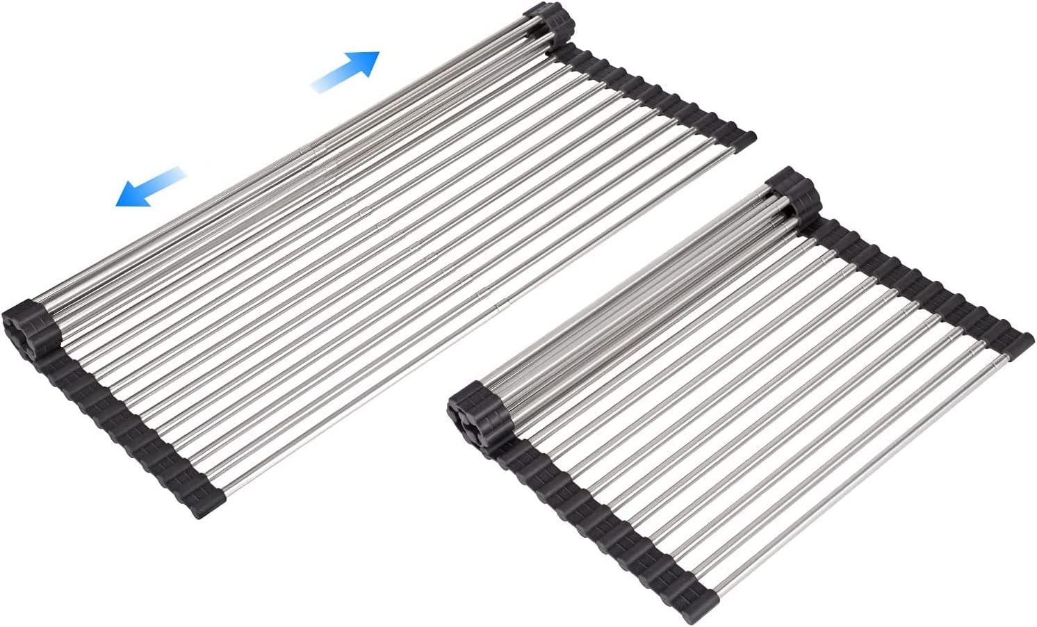 - Large Telescopic Drain Rack Roll Up Rack Heat-Resistant Dish Drainer Kitchen Sink Rack Over The Sink Dish Drying Rack Stainless Steel Dish Rack (18 Tube 21.25''x12.79'')