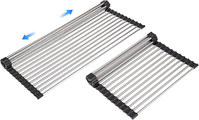 ARAINY Roll up Dish Drying Rack Over The Sink Kitchen Roll up Sink Drying Rack Portable Dish Rack Dish Drainer (12.79X21.25)