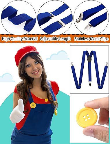 Miniatura 4 de Disfraz de hermanos para adultos, accesorios de disfraz de Halloween, sombreros, bigote, guantes, tirantes, Halloween, cosplay