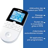 Beurer EM49 PainFree Digital TENS and EMS Machine | Drug-free natural pain relief | 3-in-1 pain relief, rehabilitation and massage | 70 training programmes | 2 channels | 4 self-adhesive electrodes - 8