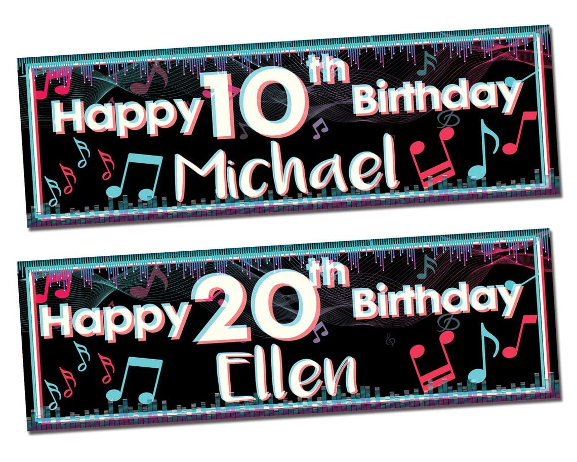 2 personalised birthday banner social media music party poster decoration celebration retirement anniversary poster gift-16th 18th 21st 30th 40th 50th 60th