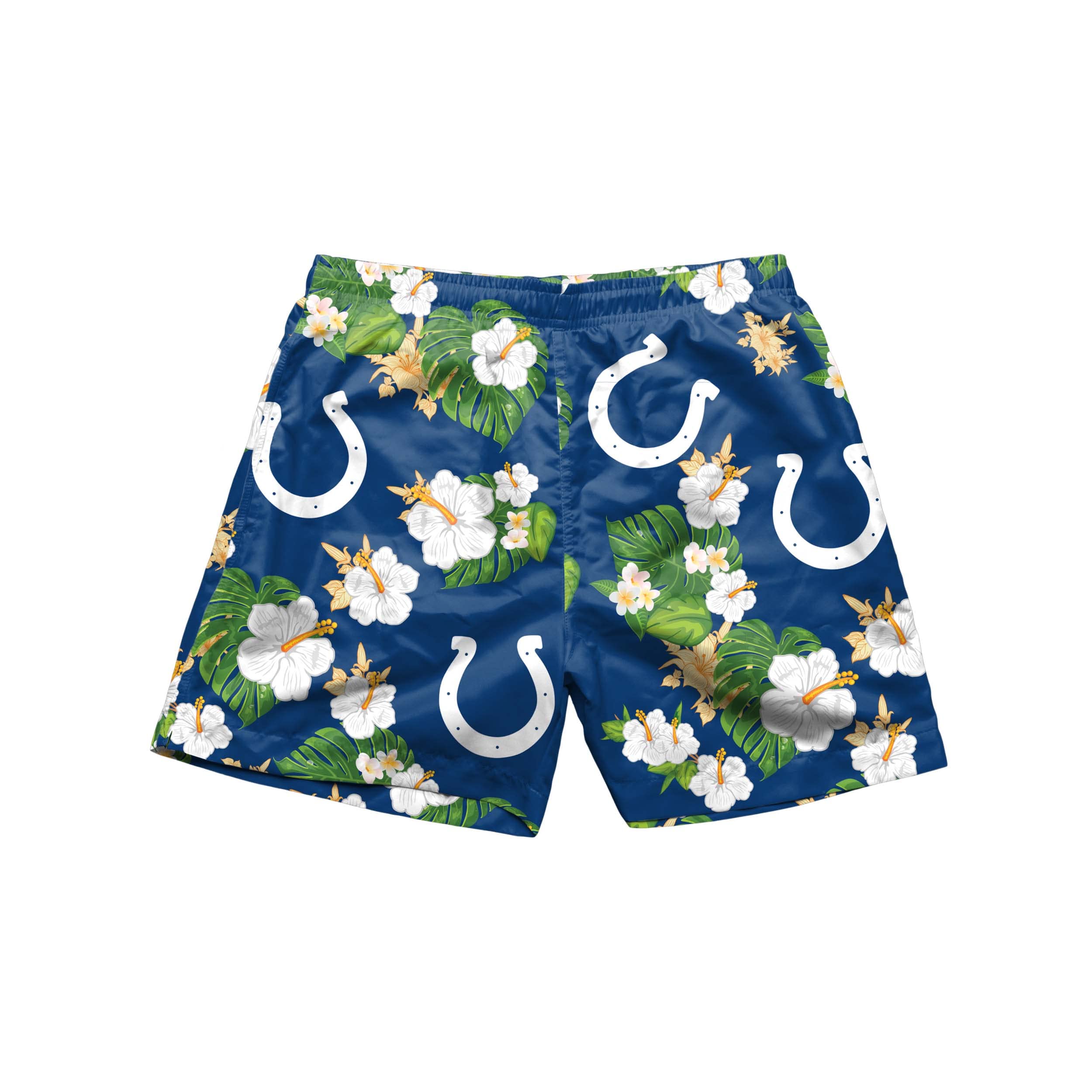 FOCO NFL Mens NFL Team Logo Floral Hawaiian Swim Suit Trunks