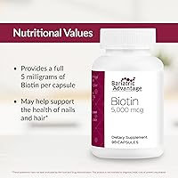 Vista 5 de Bariatric Advantage Biotin 5,000 mcg - for Bariatric Surgery Patients - Easy-Digest Mini Capsules - Biotin Supplement - Hair, Skin & Nails Support*