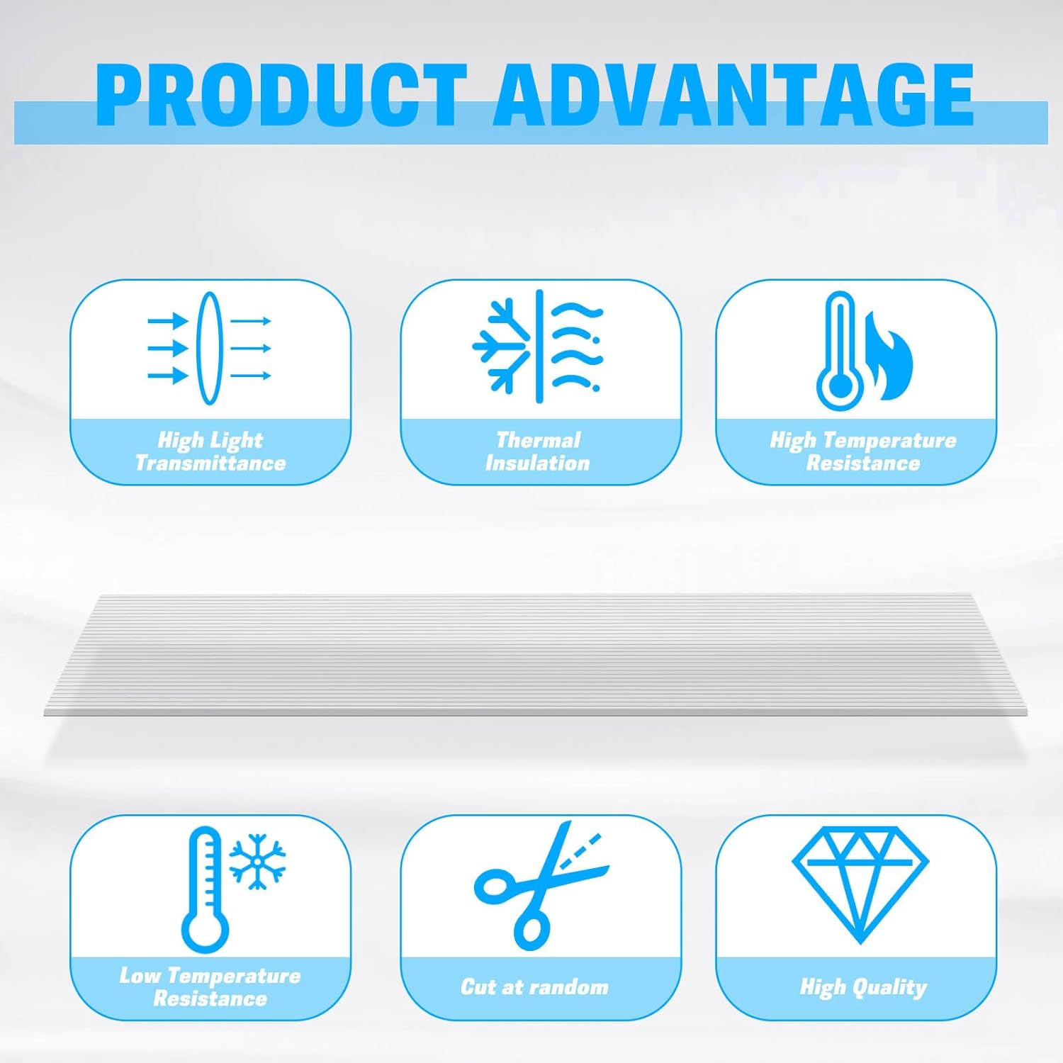 6 Pcs Polycarbonate Greenhouse Panels, 4' x 2' x 0.32'' Twin-Wall Panels, Polycarbonate Sheet for All Weather Clear Roof Panels Greenhouse Replacement Panels