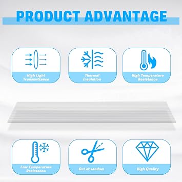 6 Pack Polycarbonate Greenhouse Panels, 4' x 2' x 0.24 Twin-Wall Panels | Polycarbonate Sheets for All Weather Green House Covering, Clear Greenhouse Panels, Light Transmission & Weather Resistance