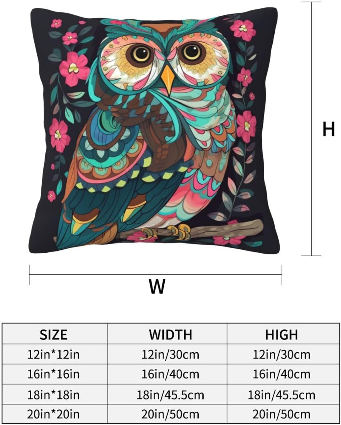 Anime Owl Print Throw Pillow Covers Fashion Throw Pillow Case Soft Couch Pillows Decorative Square Pillow Covers for Sofa Living Room 16"x16" image 4