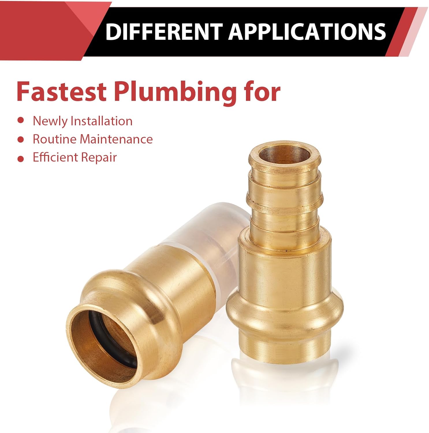 (Pack of 10) EFIELD 1/2" Copper Press X 1/2" PEX-A Expansion Coupling Brass Adapters, for Copper and PEX-A Pipe Connection (PEX1960183-10PCS)