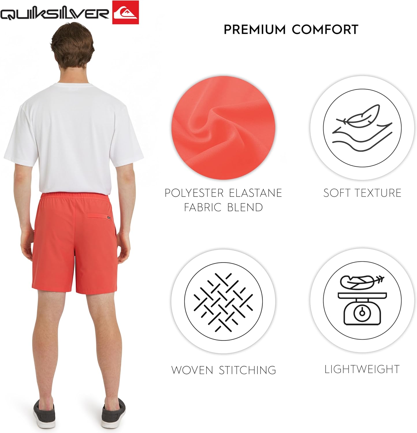 Quiksilver Men's Regular Fit Stretch Waist Water Friendly Active Hybrid Shorts (S-XXL) - Image 4
