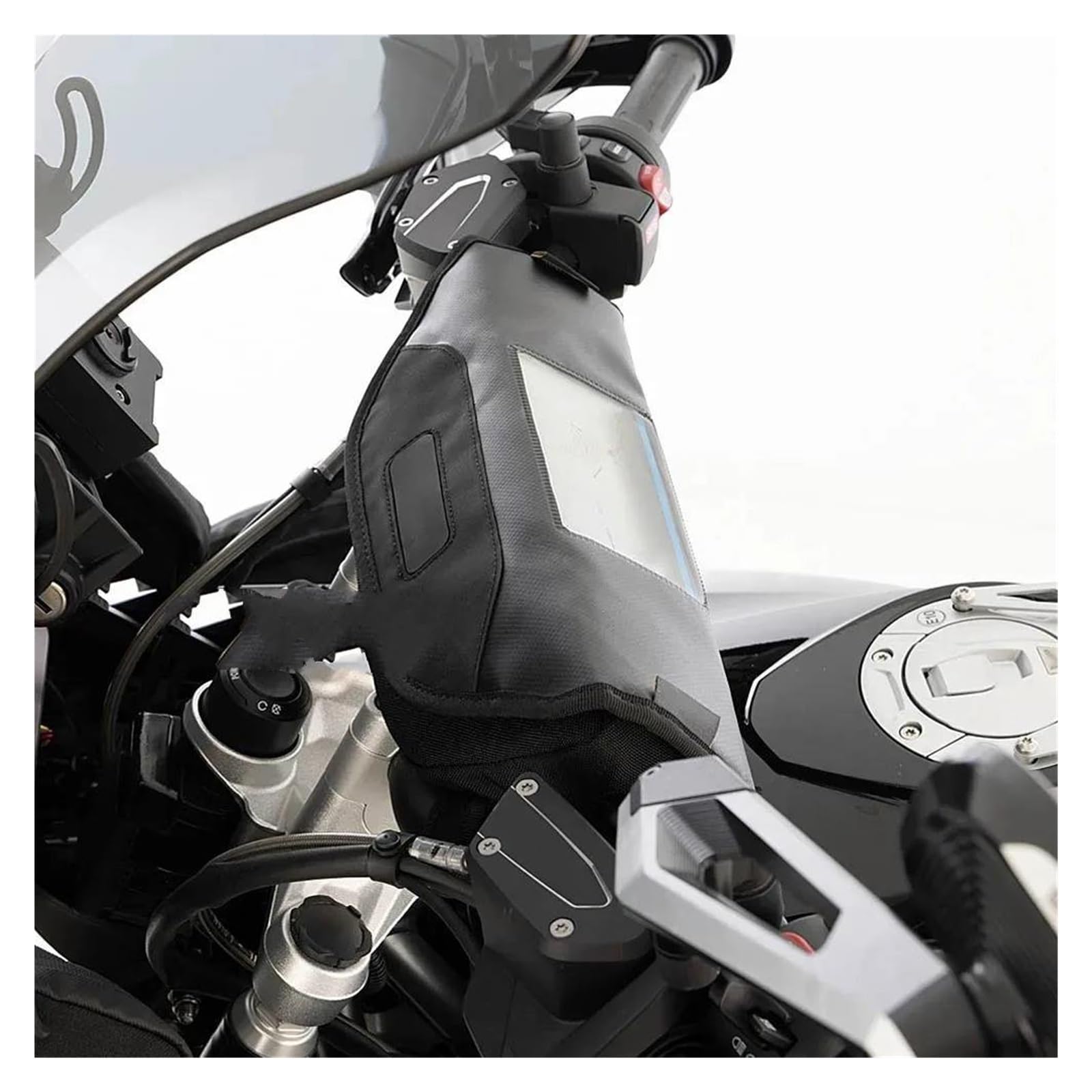 Sac Guidon Moto Sac De Rangement pour Guidon, Accessoire De Moto pour CFMOTO 800MT 800 MT, Sac De Rangement Étanche Et Anti-poussière, Sac De Navigation(Black NO Logo)
