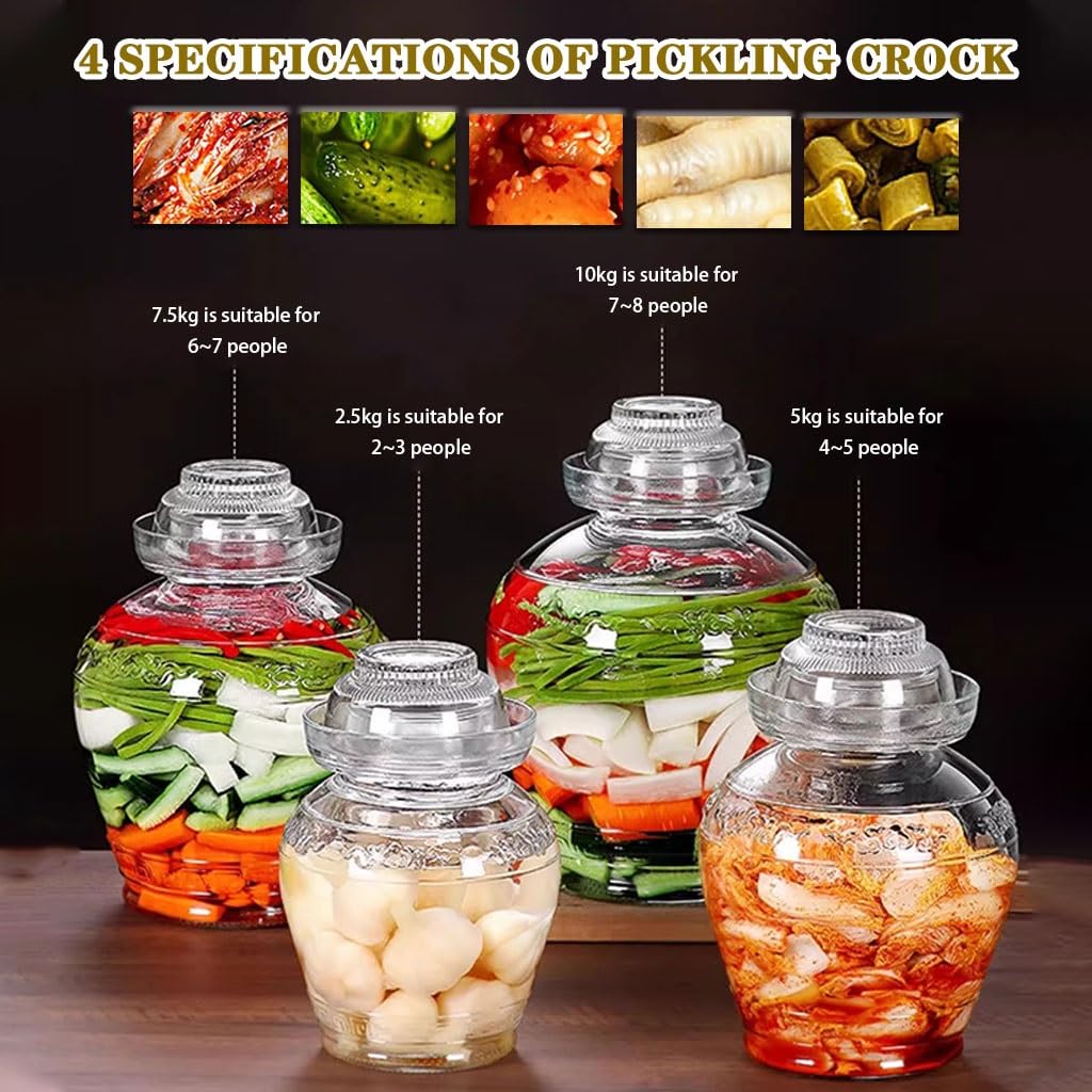 Gurkenglas Mit Traditionellem Reliefdesign, Wasserdichter Gurkenglas Mit Deckel, Pickle Jar Für Eingelegtes Gemüse, Glas-Vorratsflasche(7.5kg/264.6oz)