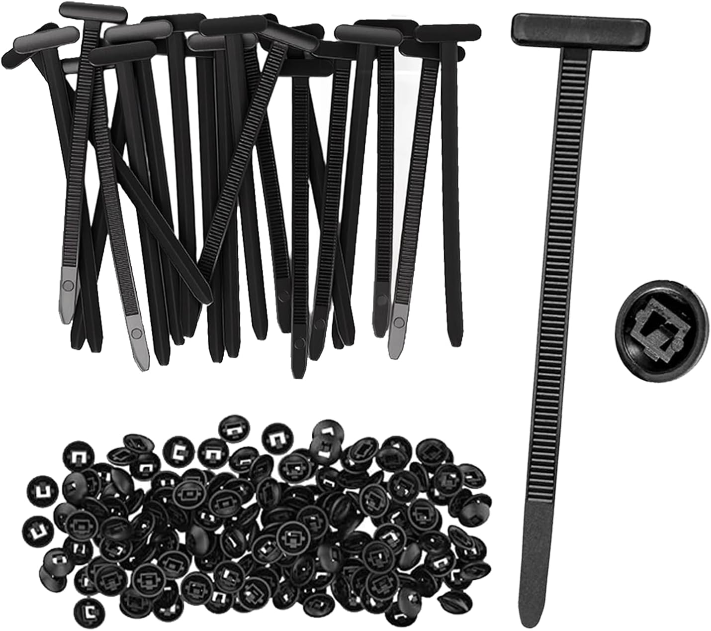 100PCS Nylon Universal Cable Tie Buckle,New Multi-Purpose Nylon Zip Clips with Pin & Button Design Plastic Cable Ties,Tool Fasteners Car Body UV Resistant Zipties for Car Daily Repair