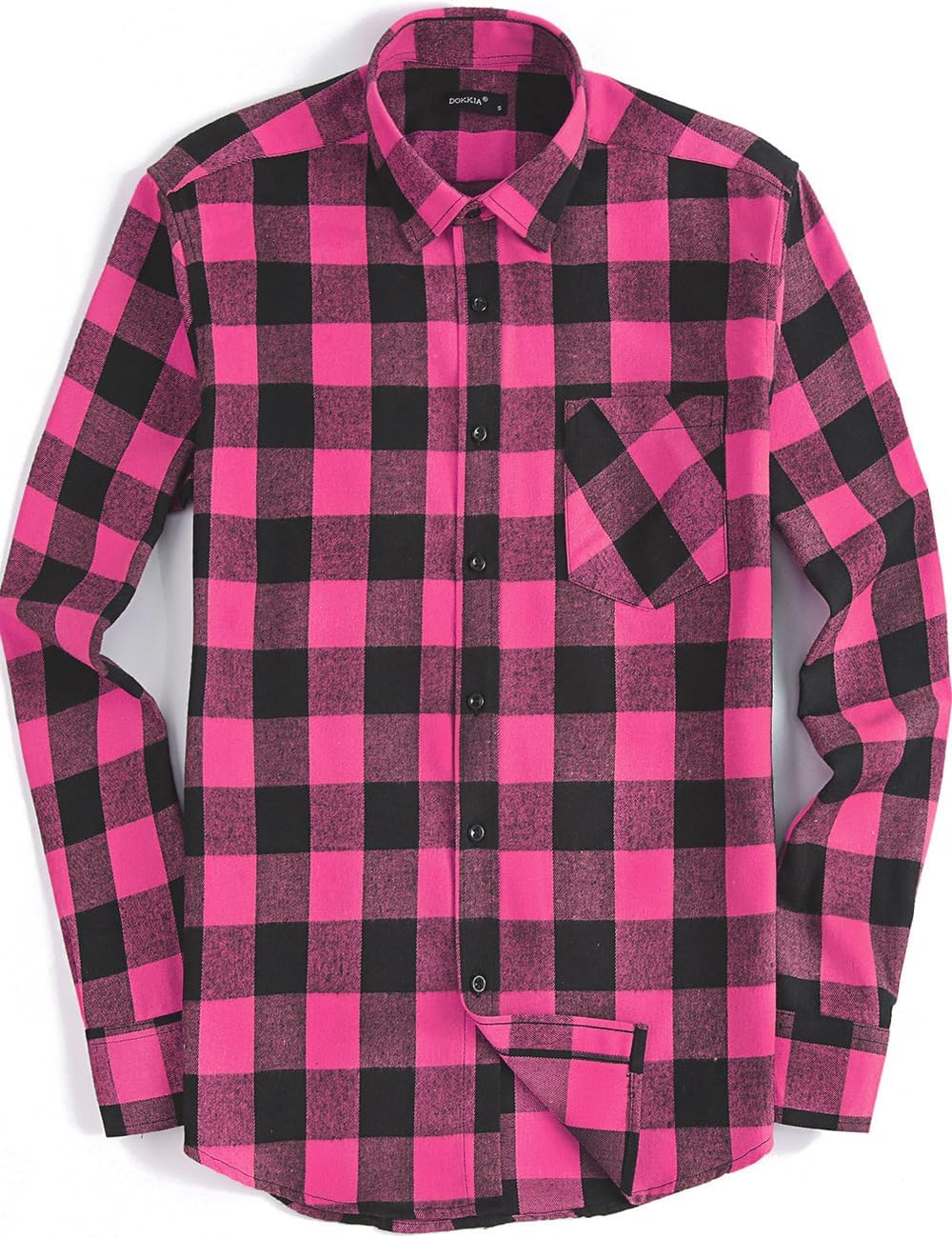 DOKKIA Men's Casual Dress Long Sleeve Buffalo Plaid Checkered Fitted Flannel Shirt - Image 3