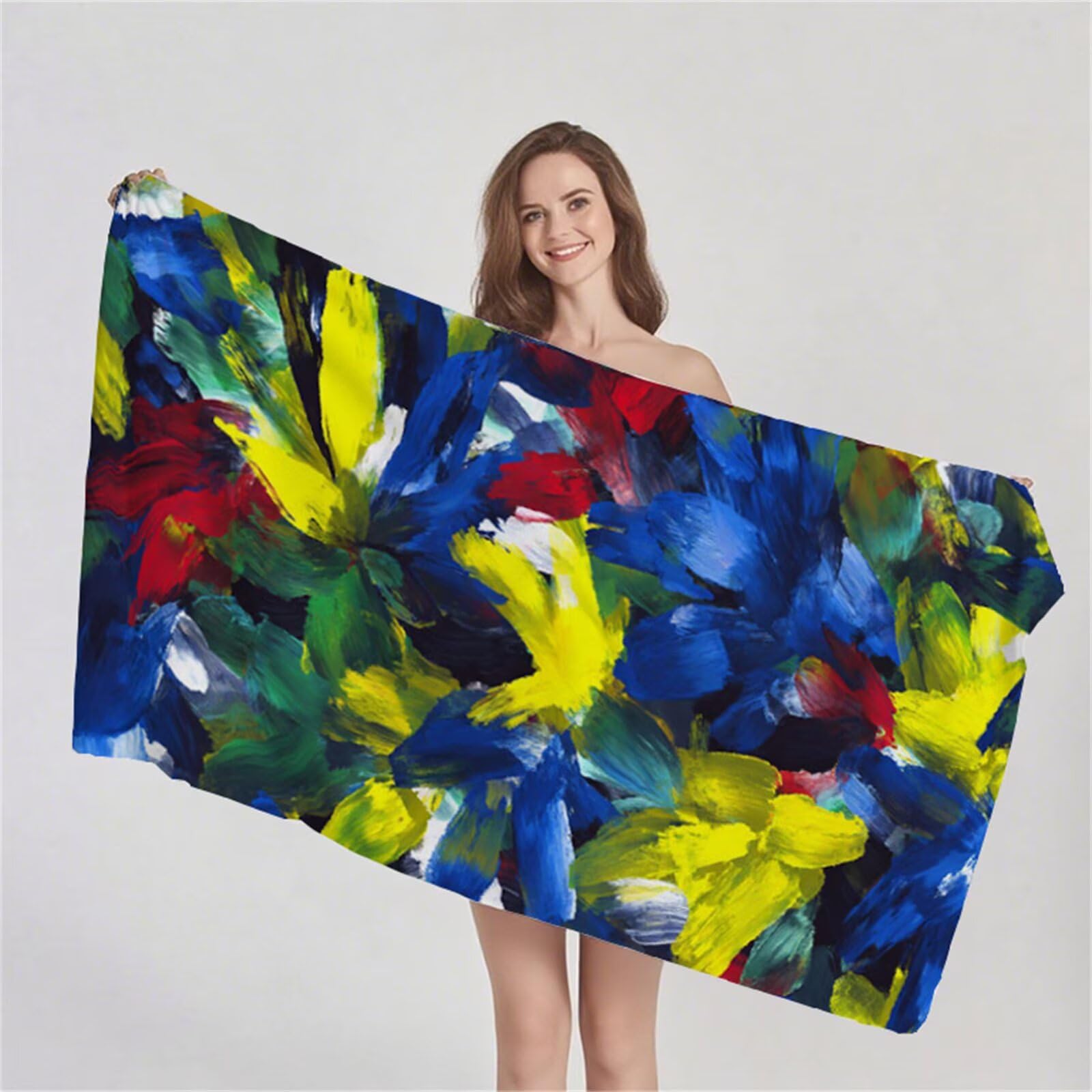Telo Mare Grande 80x160 cm, Telo Mare Microfibra, 2 Set Asciugamano palestra Con Elastici, Stuoia Spiaggia Compatta, Leggero, Antisabbia, Asciugatura Rapida, per Spiaggia, Viaggi (Fiori Coloré) G1-565