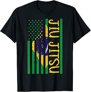 Jiu Jitsu BJJ USA Brazil United States Flag Vintage Retro T-Shirt