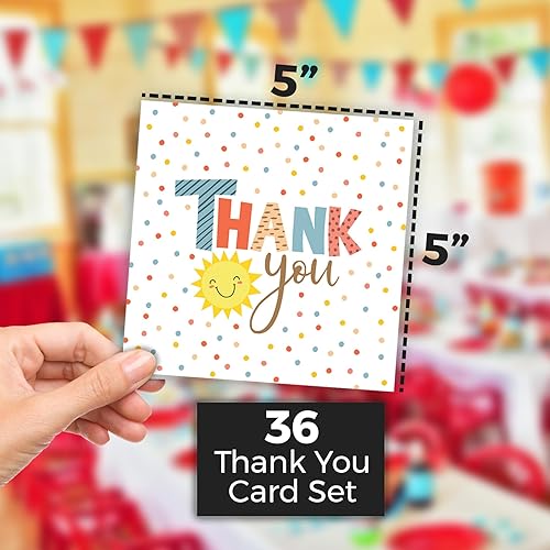 Miniatura 2 de Honeyplum Lil Ray of Sunshine Tarjetas de agradecimiento  Paquete de 36 tarjetas con sobres a juego  Pequeñas tarjetas de agradecimiento de tamaño