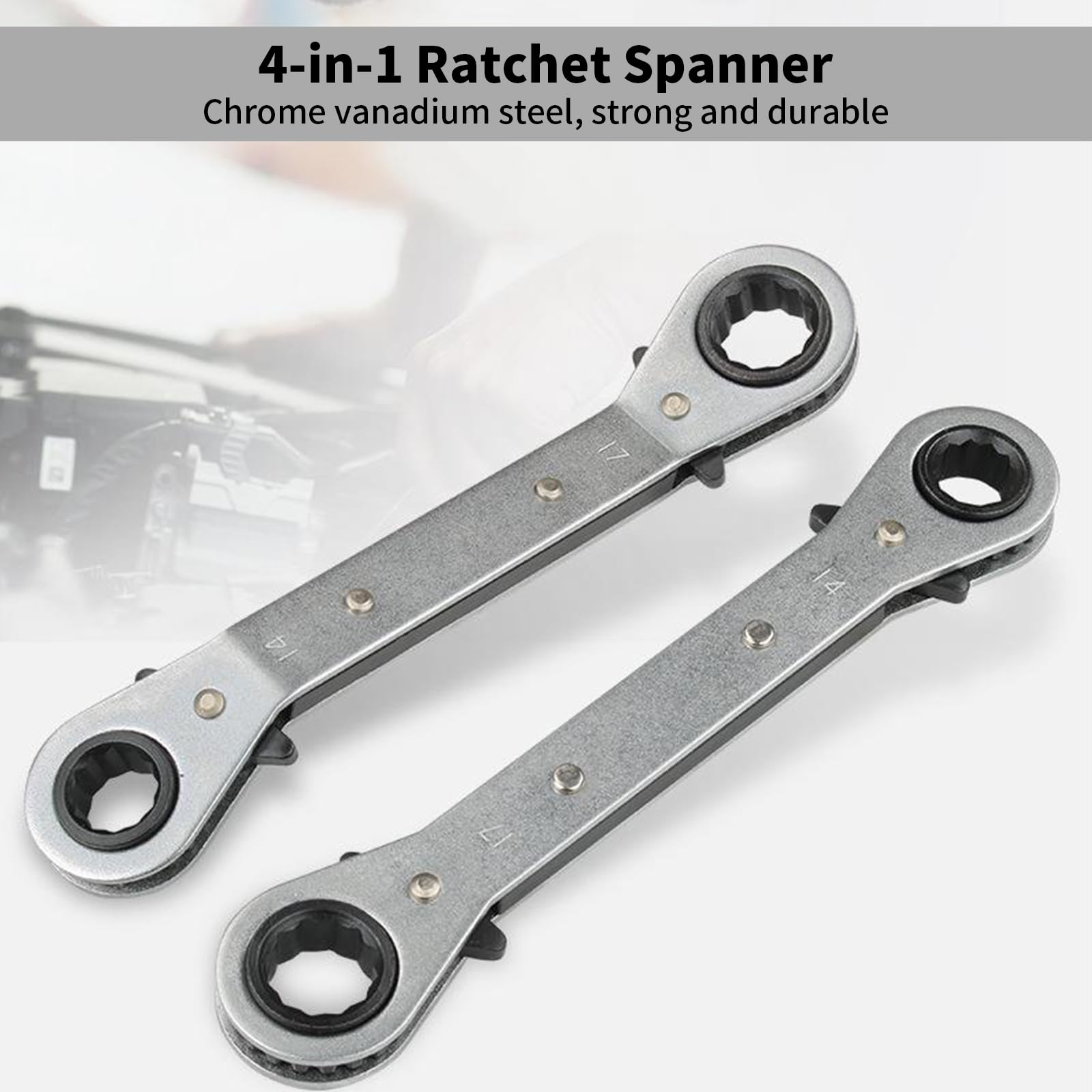 CLKE HVAC Service Wrench Tools, Quad Ratchet Spanner with 4 Sizes 3/8'' 1/4'' 5/16'' 3/16'' - Image 4