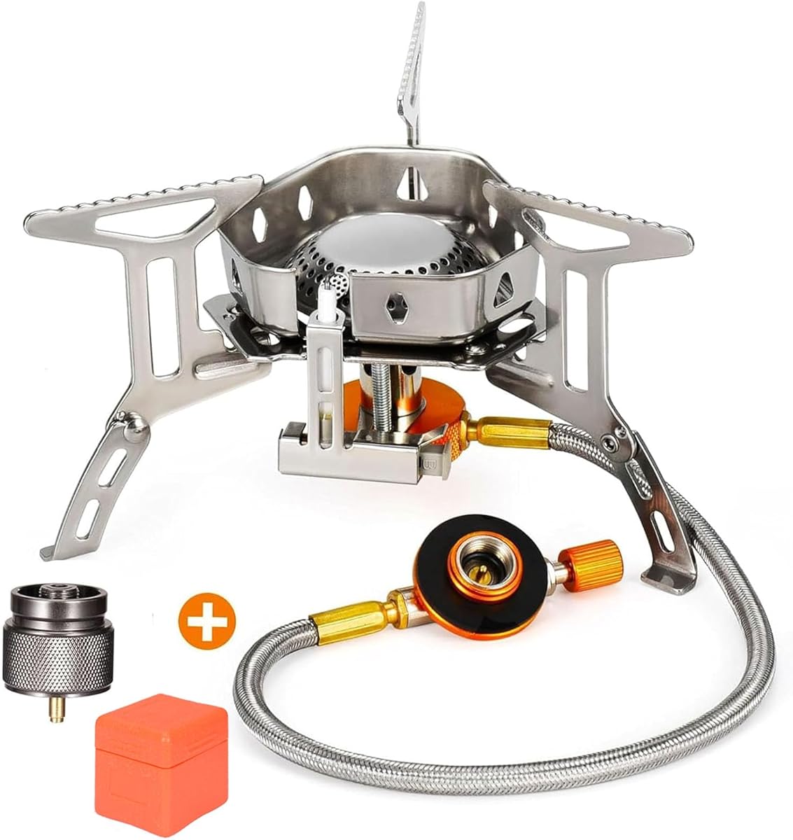 Portable Backpacking Stove with Piezo Ignition Windproof Camping Gas Stove Camp