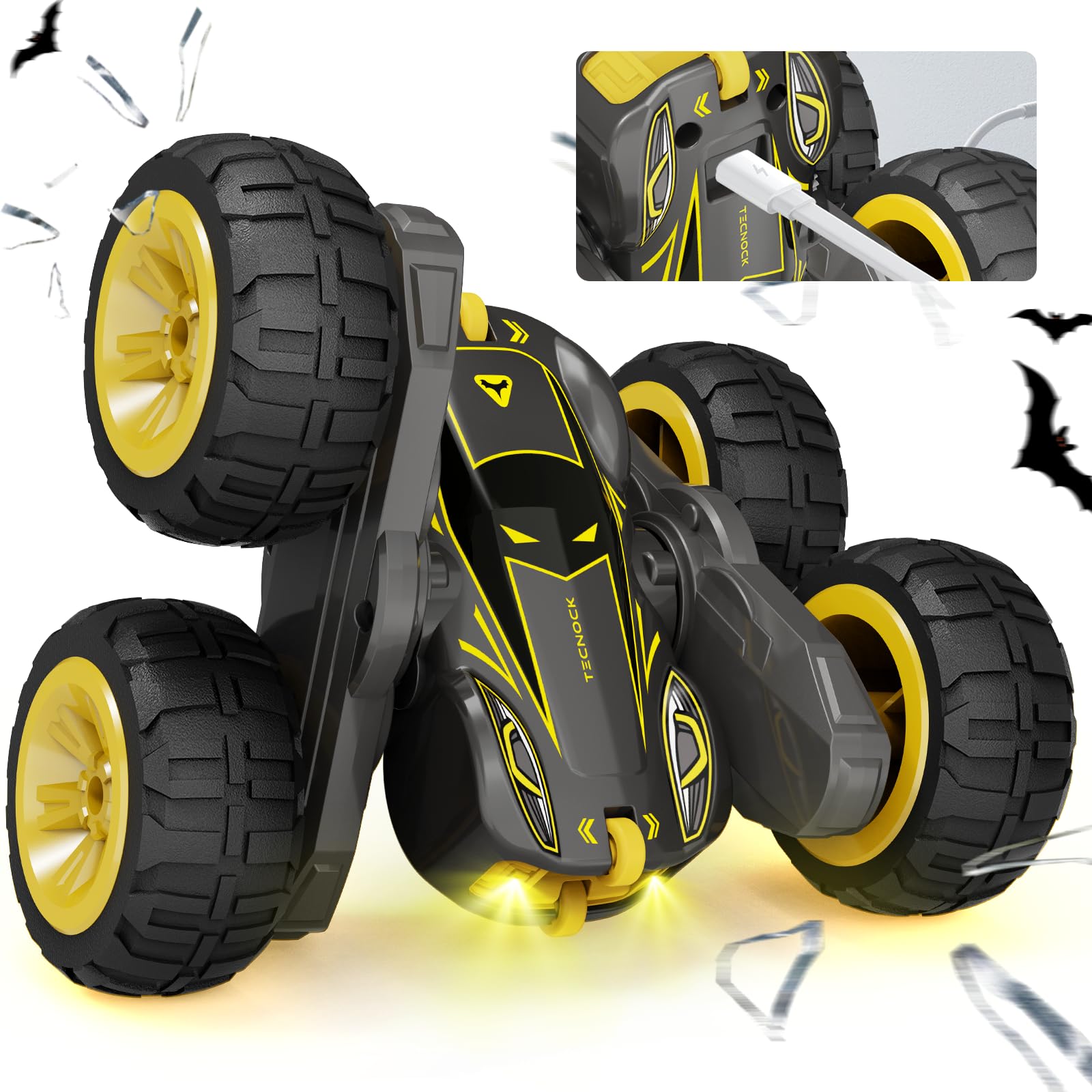 Tecnock ラジコンカー 子供向け USB-C直接充電式 スタントカー ラジコン おもちゃ 車 4WD 360°回転 プレゼント