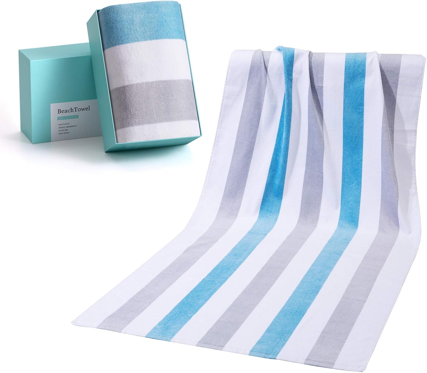 WIIKWEEK 100% Cotton Beach Towel for Travel. Stripe Towel Quick Dry Large Pool/Swim/Bath Towel for Adults（30" x 60"）… : Home & Kitchen