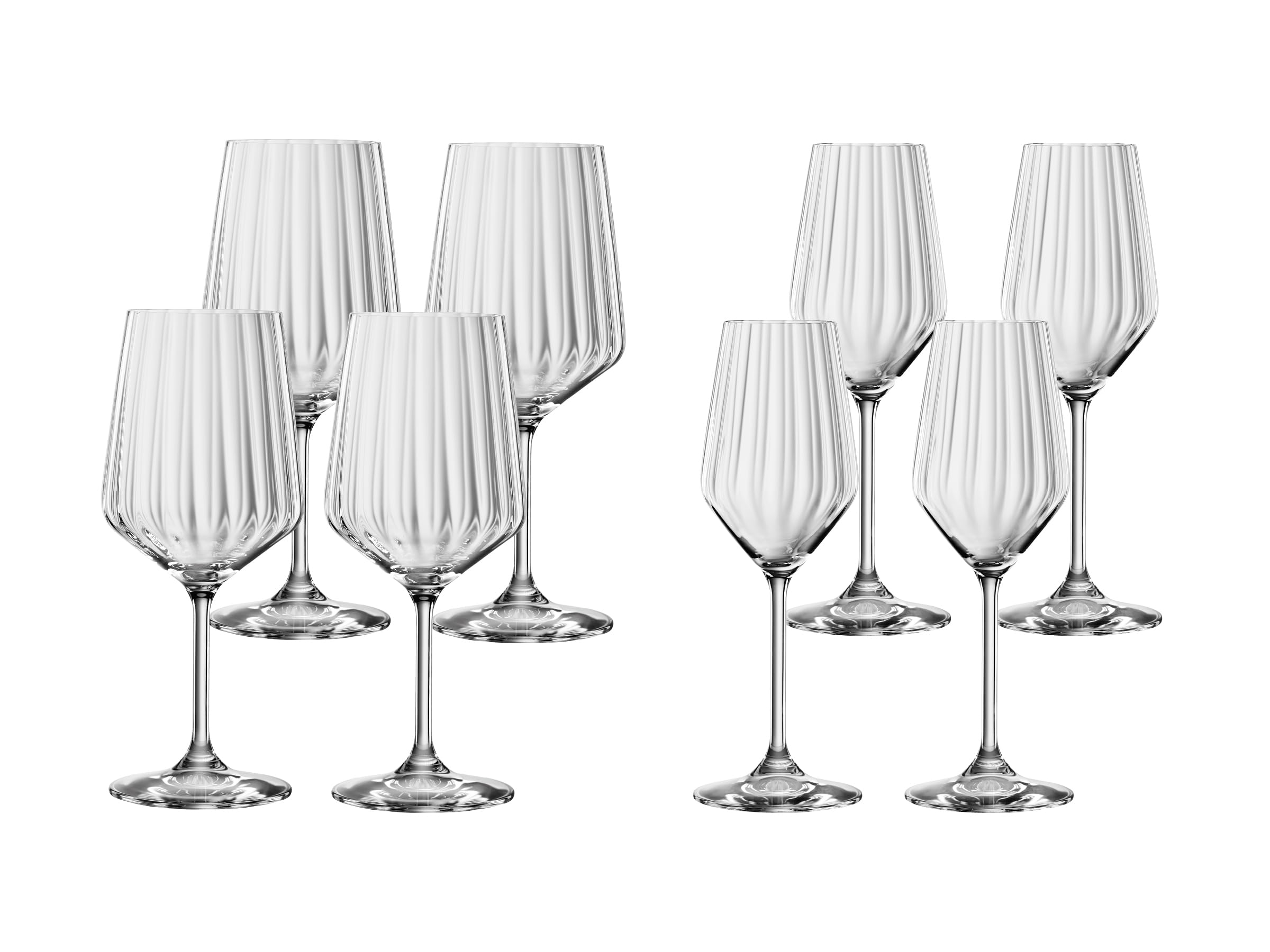 Spiegelau, 8-teiliges LifeStyle Set, 4x Rotweinglas (630ml), 4x Champagnerglas (310ml), 4459896, Weingläser und Sektgläser aus Kristallglas, Spülmaschinenfest, Klar