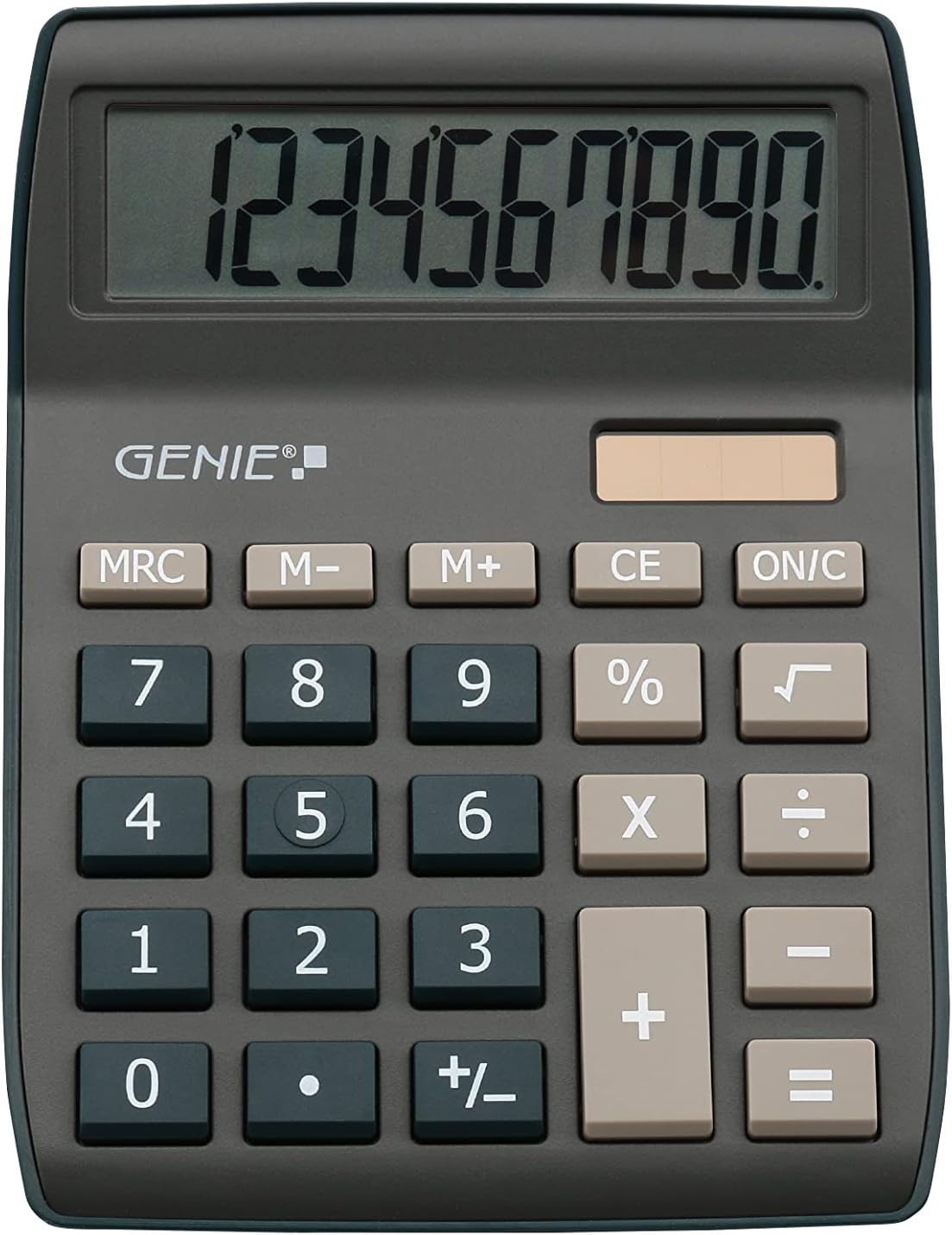 GENIE 840 dB Calculator, 10 Digit, Large Angled Display, Battery & Solar Powered, Dark Blue, 12642