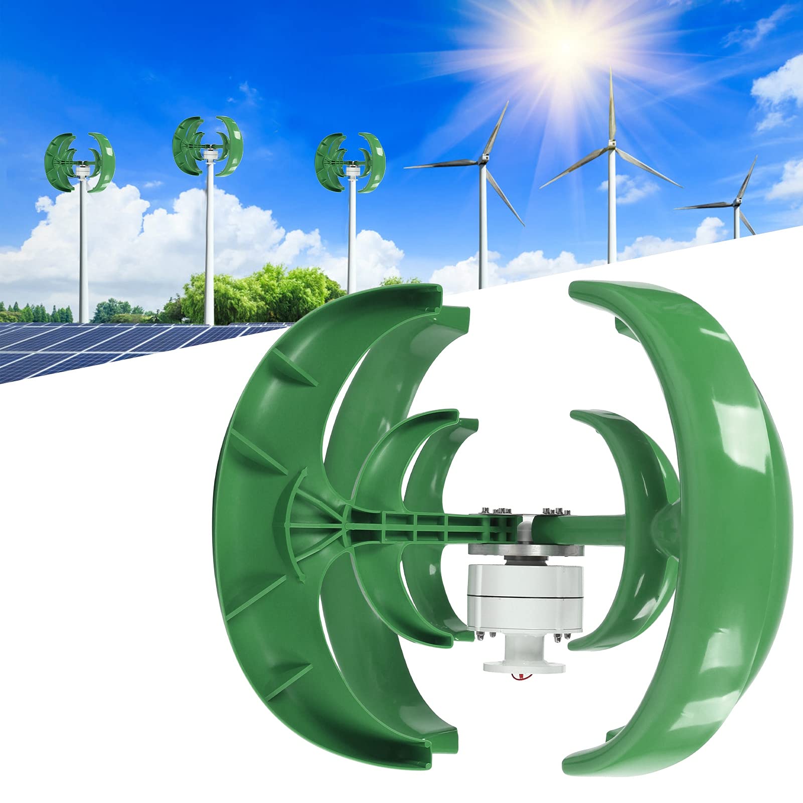 Mini Turbina Wiatrowa, Generator Energii Wiatrowej 1200 W Turbina Wiatrowa Zestaw Generatora Turbin Wiatrowych W Kształcie Zielonej Latarni (24 V)