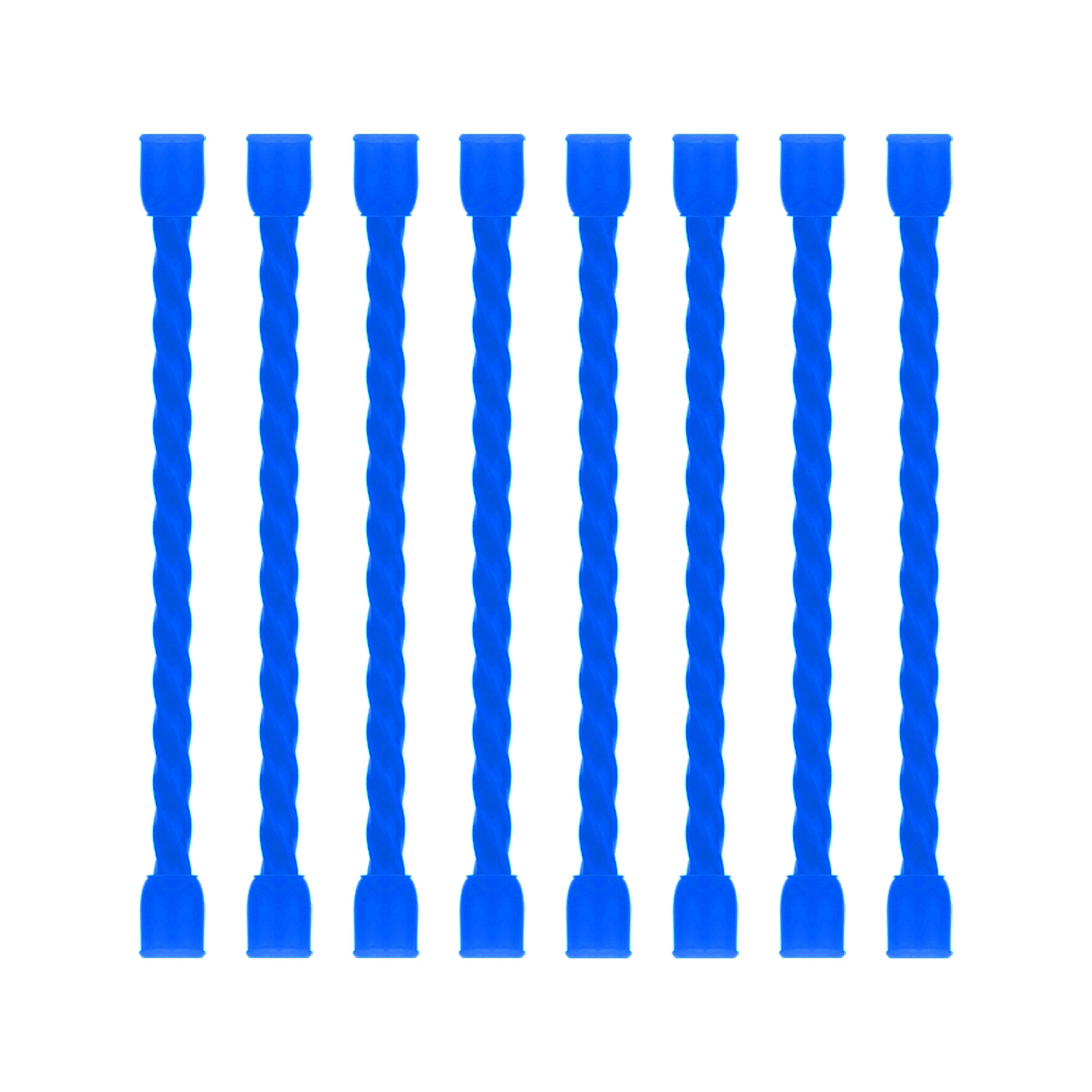 Dreamxiang 8Pcs 3-inch Silicone Cable Ties Reusable Steel-Core Silicone Twist Colorful Cable Tie Straps for Bundling and Organizing, Bendable Holder Strap for Indoor and Out All Purpose, Blue