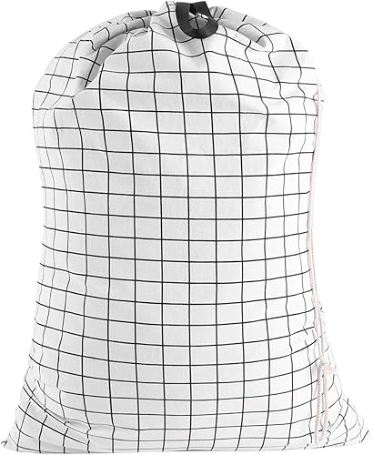 Miniatura 8 de Bolsa de lavandería SWISSELITE con asa y cordón, bolsa de lavandería grande y resistente, 28 x 40 pulgadas, bolsa de ropa sucia de viaje