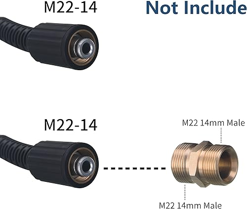 Miniatura 3 de Tool Daily Manguera de lavadora de alta presión de 50 pies x 14 pulgadas, 3600 PSI, M22 0.551 in, manguera de repuesto para la mayoría de las marcas