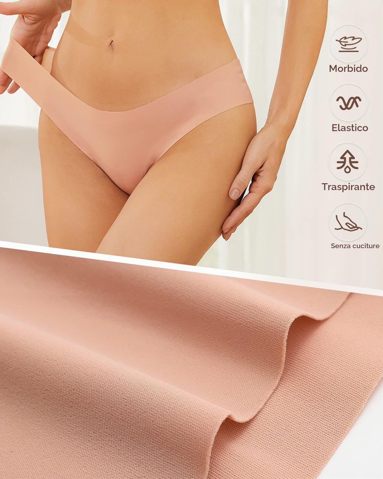 Adorel Mutande Senza Cuciture Intimo Slip Bikini Brasiliana Donna Pacco da 6