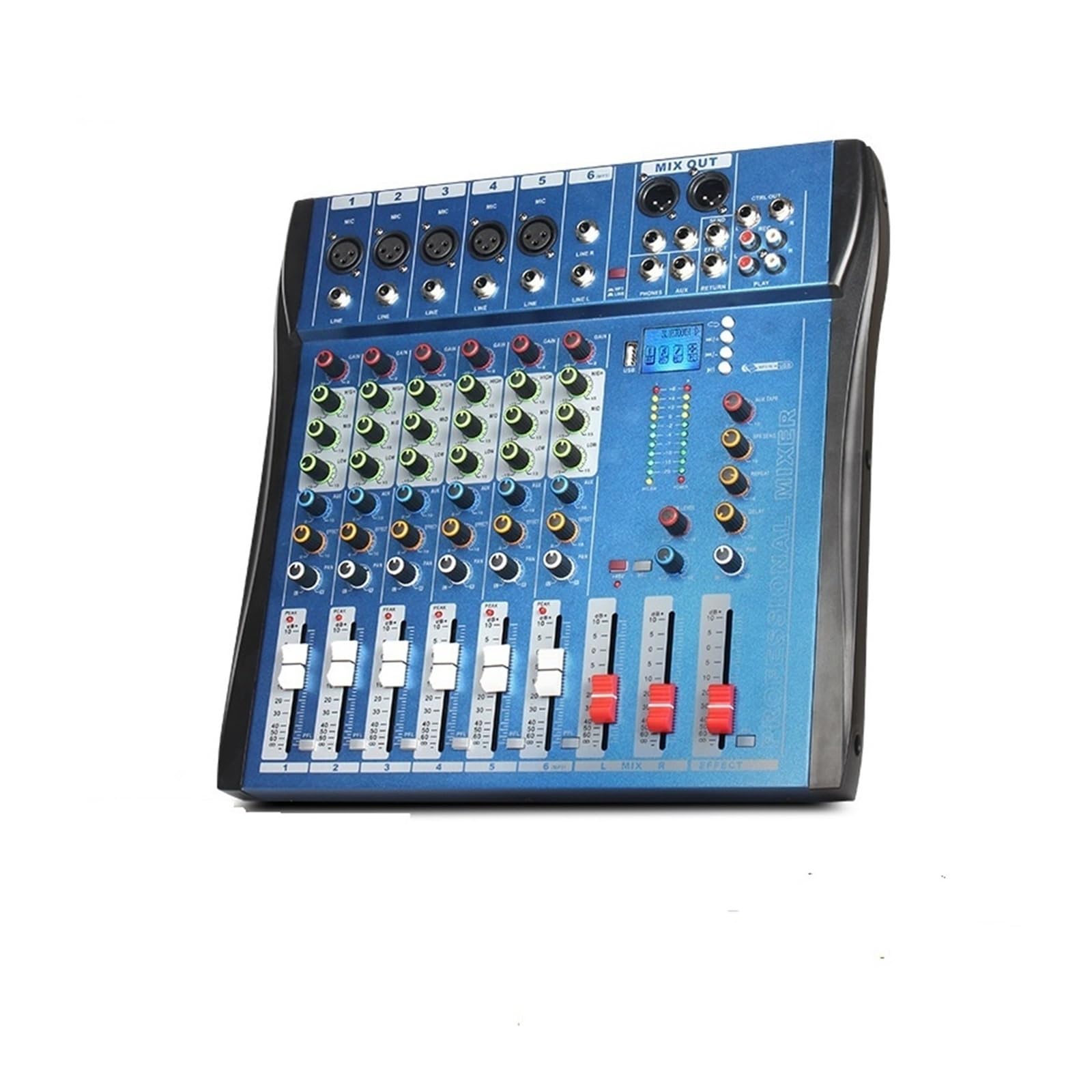 Mezclador de audio, Controlador DJ Mezclador Tarjeta de medición mezcla Consola digital profesional for PC Interfaz consola Equipo 6 canales Para karaoke en estudio