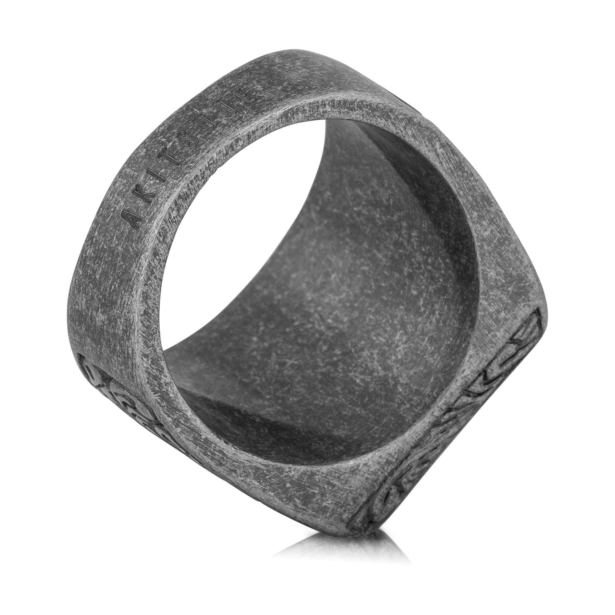 Akitsune Floris Anillo | Design-Anillo Mujer Hombre Acero Inoxidable Sello de Adorno Floral Grande - Antiguo Plata - US 10