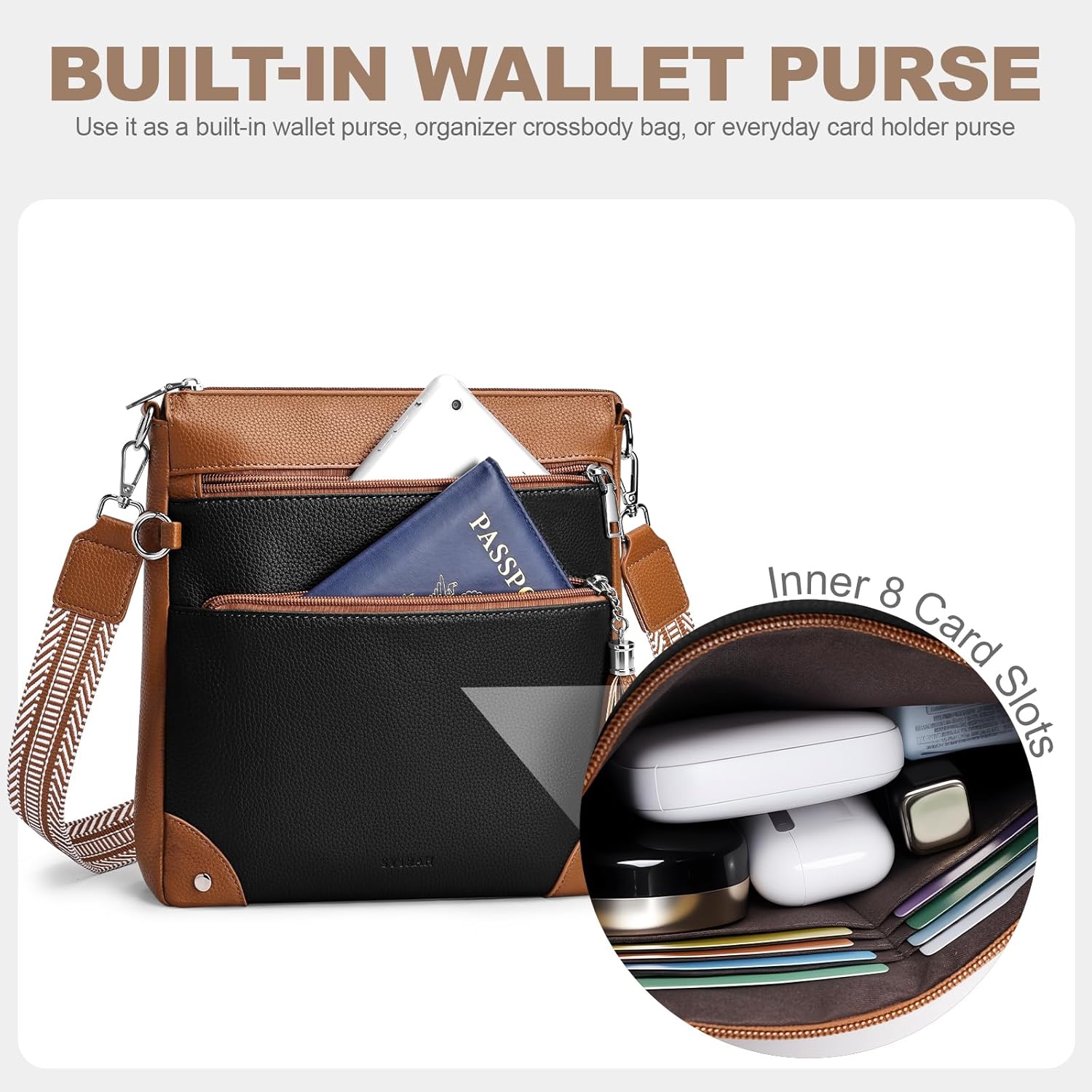 Anti Theft Crossbody Purses for Women RFID Blocking Crossbody Bags, Travel Shoulder Purse with Built-in Wallet - Image 8