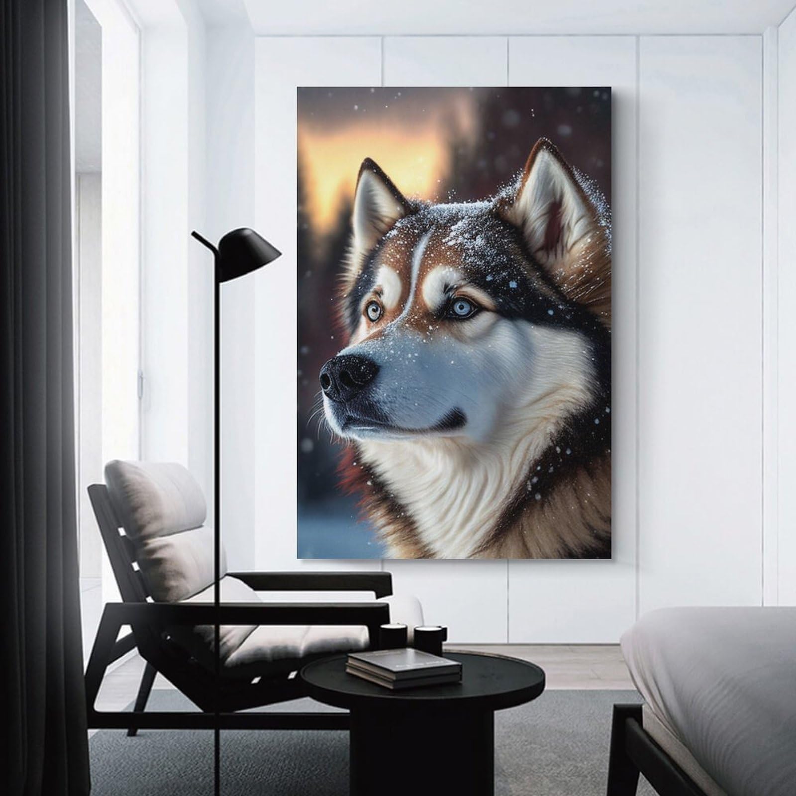 Junmoney Winter Wolf Portrait Decorative Wall Artwork, 20x30inch(50x75cm), for Study, Office Or Focused Interiors, A Smart Decor Choice for Study Walls