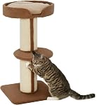 PawHut 36" H Large Cat Scratching Post for Indoor Cats, Bold Cat Tree Multi-Level Kitty Tower with Sisal Mat Scratch Rope, Pet Bed, Removable Cushion, Perch, Grey