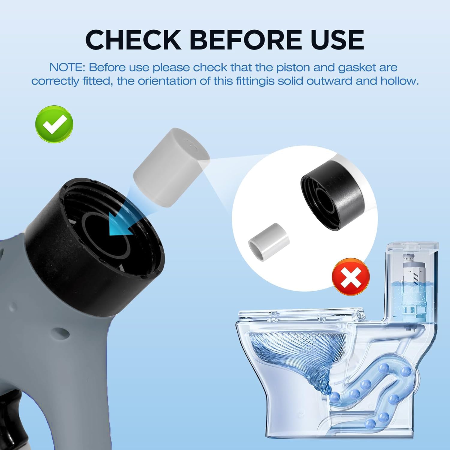 Toompel, kit di scarico dell'aria ad alta pressione con 4 teste sostituibili, pompa di scarico per WC, lavabo, vasca da bagno, scarico a pavimento (grigio)