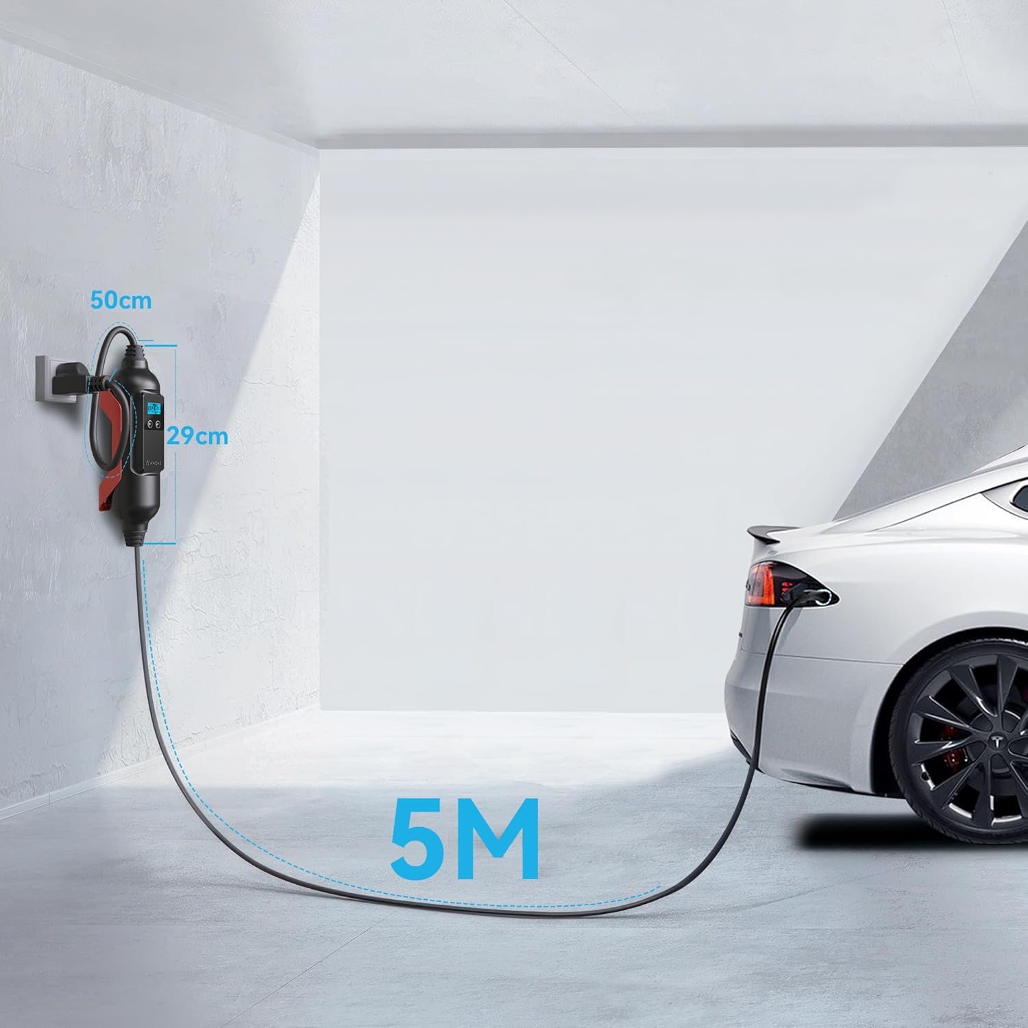 Level 1 EV Charger for Tesla 110V 16 Amp with NEMA 5-15 Plug Mobile EV Charger for Tesla, Electric Car Charger Home Portable Wall Charger Compatible with All Tesla ModelY/3/S/X