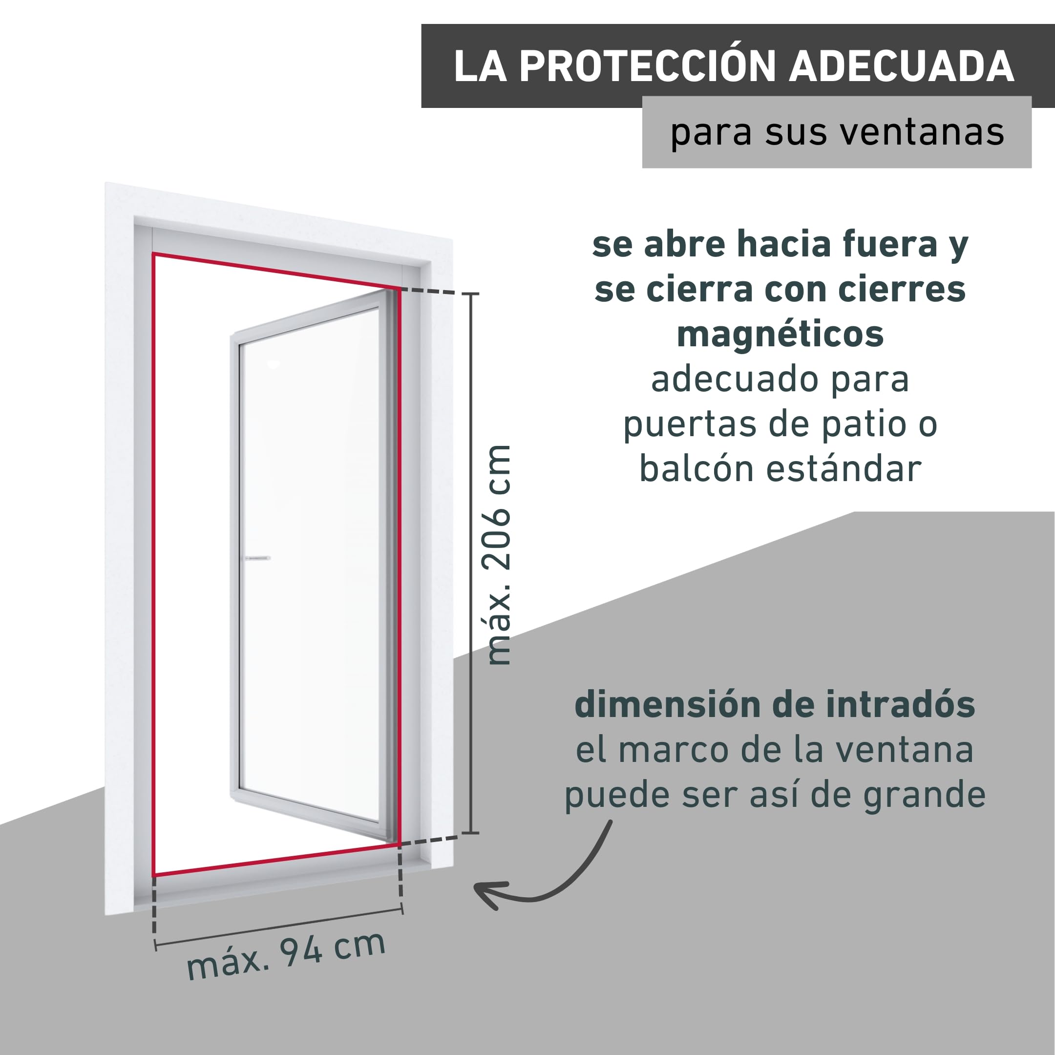 Windhager Mosquitera básica para puerta, marco tensor, 100 x 210 cm, color blanco
